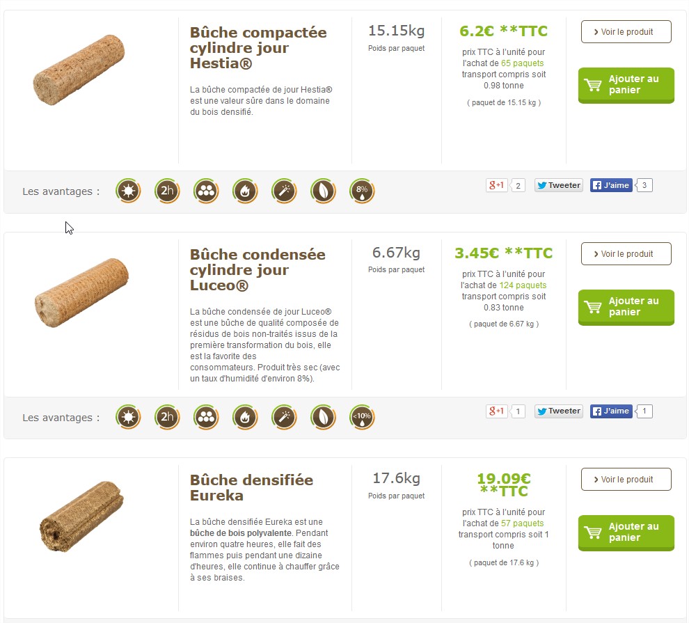 Buche de bois densifié